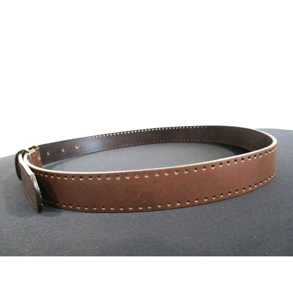 Gap Brown Leather Perforated Edge Brass Buckle Belt Women Sz S, 30